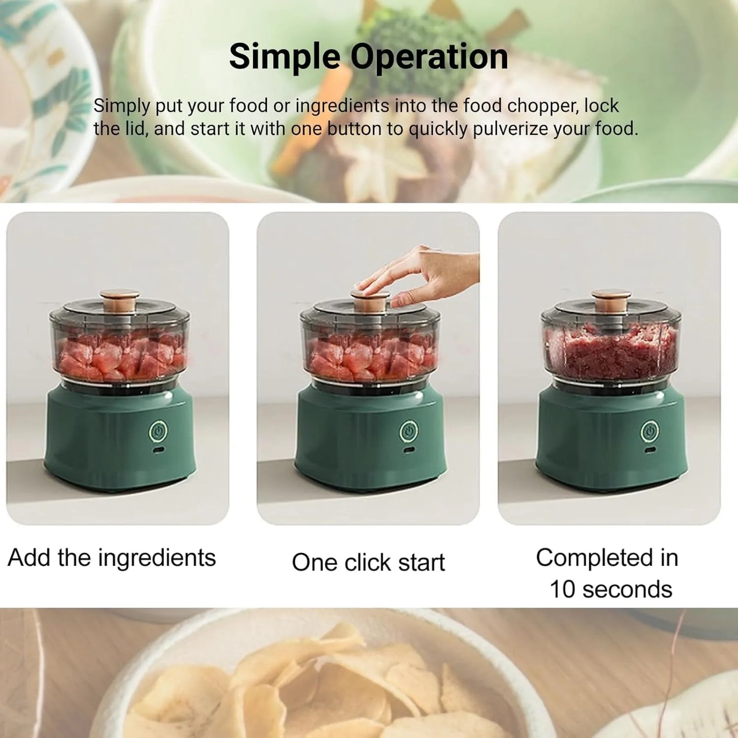 Mini Electric Food Processor USB Charging Garlic Chopper Meat Grinder Vegetable Mincer 350ML Portable Kitchen Tool